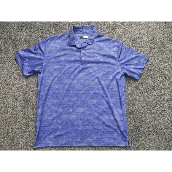 Callaway Golf Polo Shirt Opti-Dri Purple Pattern Short Sleeve Mens Size L - Picture 1 of 5